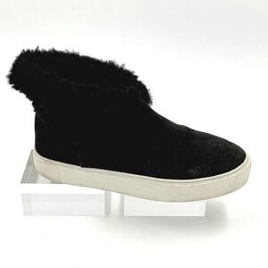 UGG Size 7 Sneaker Boot Black Suede Shearling Jass Women MSRP $130